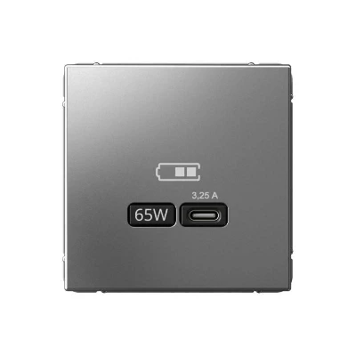Розетка USB ArtGallery тип C 65Вт QC PD высокоскор. ЗУ механизм сталь SE GAL000927