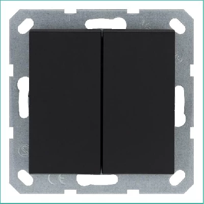 Переключатель проходной 2-кл. 10А IP20 механизм черн. матов. soft touch Jasmart G3022PB
