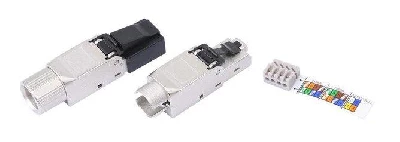 Разъем полевой оконцовки PLUD-8P8C-S-C6A-SH RJ-45 (8P8C) под витую пару для ож кабеля toolless кат. 6A экран. накручивающийся хвостовик IDC Hyperline 427413
