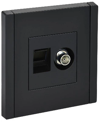 Розетка 2-м TV+RJ45 кат.6 FORTE&PIANO FP137 черн. IEK FP-AK20-2-K02
