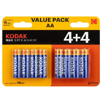 Элемент питания алкалиновый AA/LR6 1.5В MAX SUPER Alkaline (блист.8шт) 30419902 KODAK Б0057080