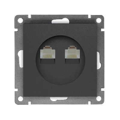 Розетка компьютерная 2-м СП Афина RJ45 кат.5E механизм графит Universal A1086-Gr