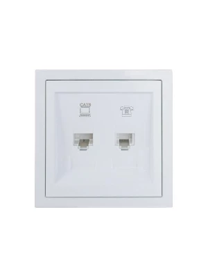 Розетка компьютер+телефон с модулем Cat 6 СП ZIMA бел. LEZARD 704-0288-144