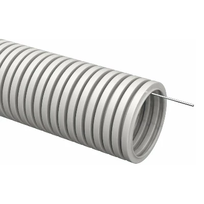 Труба гофрированная ПВХ d63мм с протяжкой сер. (уп.15м) TOKOV ELECTRIC TKE-TG/P-63-C06/15