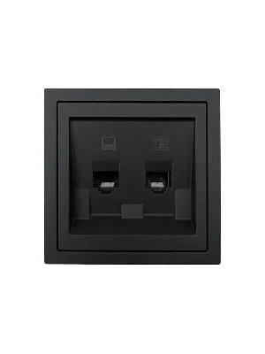 Розетка компьютер+телефон СП ZIMA IP20 черн. бархат LEZARD 704-4288-143