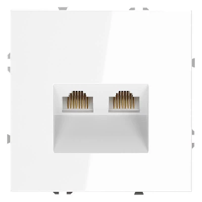 Розетка компьютерная 2-м СП S70 RJ45 + RJ45 кат.6 механизм бел. глянцевый Voltum VLS060201