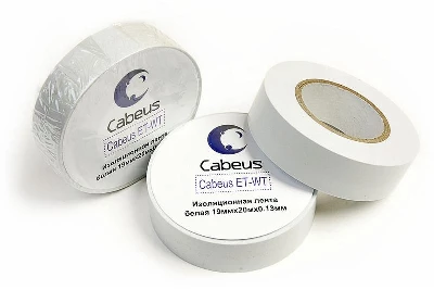 Лента изоляционная ET-WT 19ммх20мх0.13мм бел. Cabeus 7414с