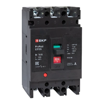 Выключатель автоматический 3п 16А 18кА LS125 ProPact EKF mccb-125-18-3-16-ls