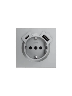 Розетка 1-мест. с/з Type-C+USB разъем СП ZIMA IP20 сер. матов. LEZARD 704-7488-181TC