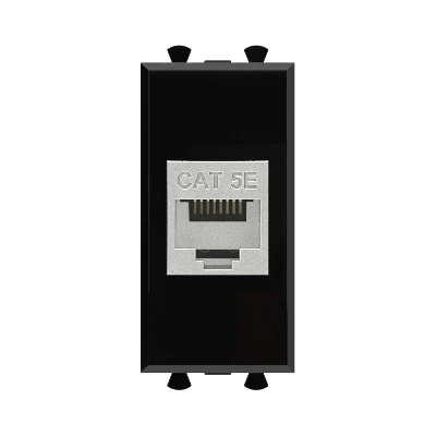Розетка компьютерная 1мод. Avanti "Черный квадрат" RJ45 кат.5E без шторок экранир. модульная механизм DKC 4402761