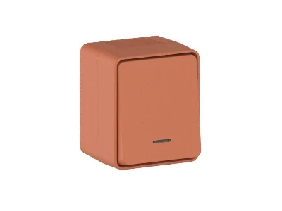 Выключатель 1-кл. ОП AtlasDesign PROFI IP54 10AX с подсветкой терракот. SE ATN547013
