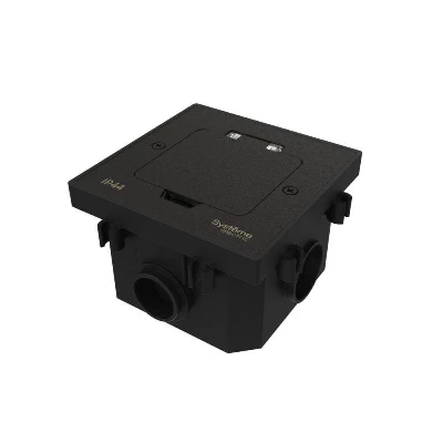 Лючок MultiDesk MDK20 на 2мод. IP44 с монтажной коробкой для бетонных полов черн. матов. SE MDK20202MBC