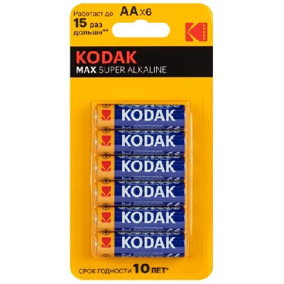 Элемент питания алкалиновый AA/LR6 1.5В MAX SUPER Alkaline (блист.6шт) KODAK Б0064203