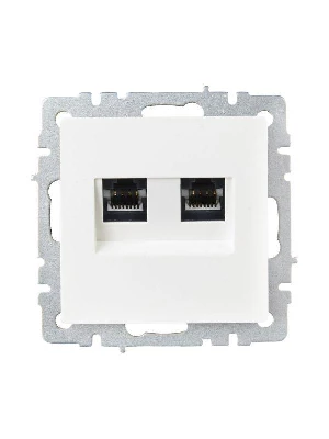 Розетка компьютерная двойн. СП RJ45 кат.6 BRITE РК11-2-БрБ механизм бел. IEK BR-K20-2-K01