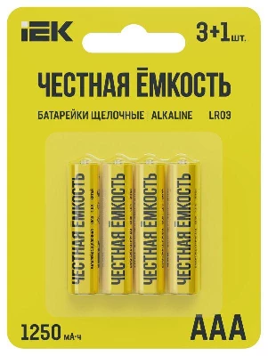 Элемент питания алкалиновый LR03/AAA ПРОМО (блист.4шт) IEK ABT-LR03-OP-L04A