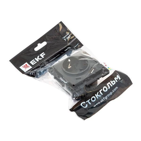 Розетка 1-м СП Стокгольм 16А USB A+C с заземл. защ. шторки винтов. клеммы механизм черн. EKF EZR16-2USB-typeA-typeC 7