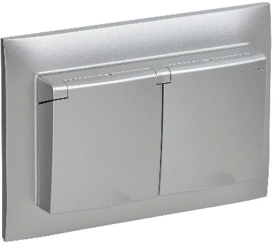 Розетка 2-м SKANDY 16А IP44 с крышкой в сборе SK-R12S серебр. IEK SK-R26-16-44-K23-F