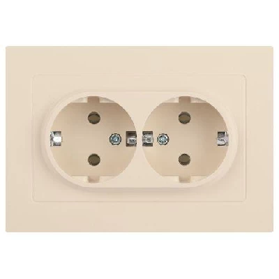 Розетка 2-м СП Accent 6-205-02 16А IP20 250В 2P+E Schuko AL/CU сл. кость Intro Б0063489