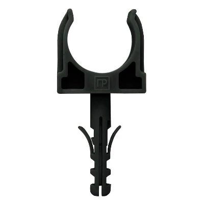 Держатель для труб (клипса) d16мм с дюбелем черн. (в малой упак.) (уп.10шт) Промрукав PR13.0303