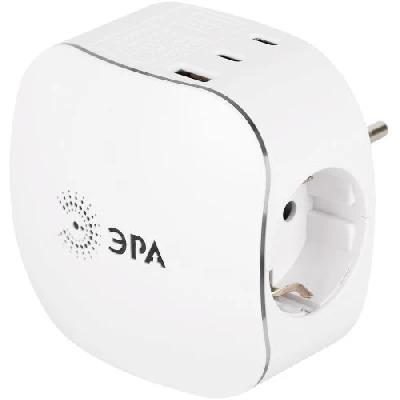 Разветвитель 3-м SP-3e-3USBAC-W + 3 USB A+C с заземл. со шторками 16А бел. Эра Б0069081