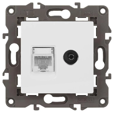 Розетка компьютерная + телевизионная Elegance 14-3110-01М RJ45+TV матов. бел. Эра Б0065767