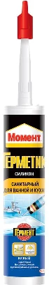Герметик силиконовый санитарный для ванной и кухни "Момент" 280мл бел. Момент Б0018852