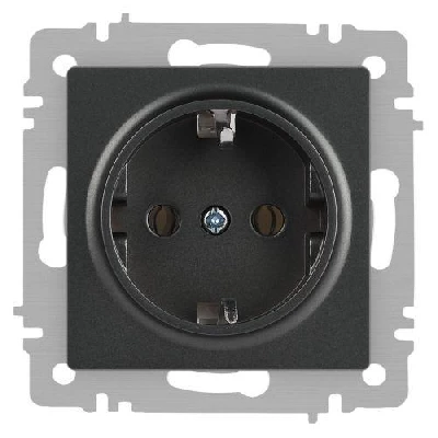 Розетка 1-м СП Accent 6-202-07 16А IP20 250В 2P+E Schuko графит Intro Б0063697