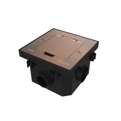 Лючок MultiDesk MDK20 на 2мод. IP44 с монтажной коробкой для бетонных полов медь SE MDK20202CC