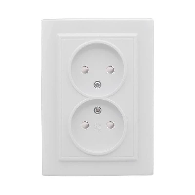 Розетка 2-м СП Минск 10А IP20 без заземл. защ. шторки бел. Basic EKF ERR10-102-100