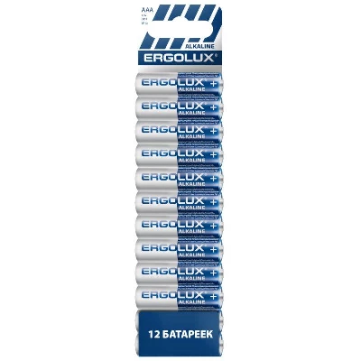 Элемент питания алкалиновый AAA/LR03 1.5В Alkaline BP12 ПРОМО (уп.12шт) Ergolux 15198