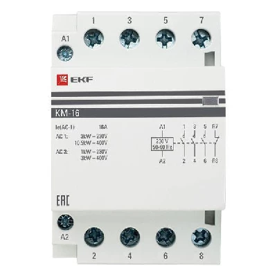 Контактор модульный КМ 16А 2NО+2NC (3 мод.) PROxima EKF km-3-16-22