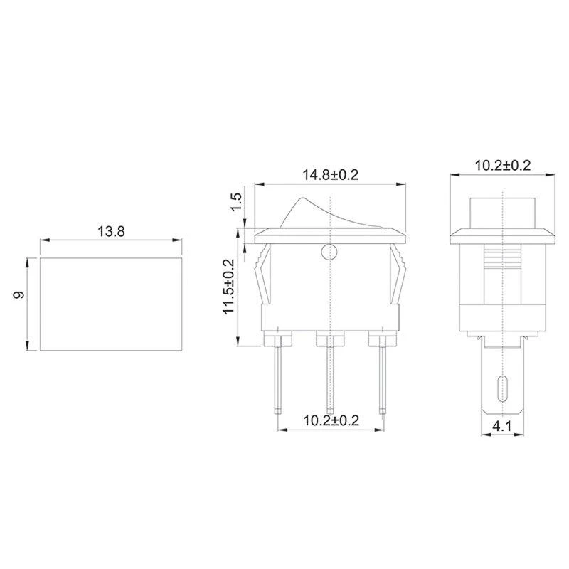 Выключатель клавишный 250В 3А (3с) ON-ON черн. Micro (RWB-102) Rexant 36-2030 1