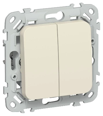 Выключатель 2-кл. СП FLITE ВС12-1-0-ФлСл 10А механизм сливочный IEK FI-V20-0-10-1-K86