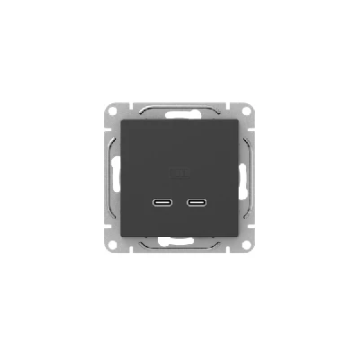 Розетка 2-м СП Эпика USB-C механизм черн. EKF UP1-SOB-2USBC