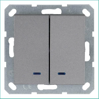 Выключатель 2-кл. 10А IP20 с подсветкой механизм алюм. Jasmart G3023NS