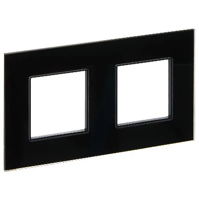 Рамка 2-м SKANDY SK-F22Bl стекло черн. IEK SK-M22-G-K02