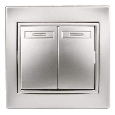 Переключатель 2-кл. СП Plano 1-107-03 10А 250В IP20 алюм. Intro Б0053806