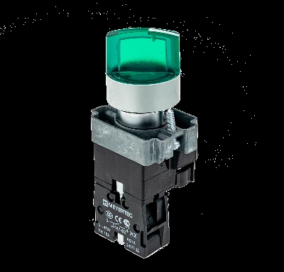 Переключатель с LED подсветкой 220В AC/DC зел. 2 полож. 1NO фикс. мет. MTB2-BK2363 ОВЕН 58214