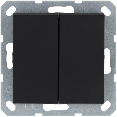 Выключатель 2-кл. 10А IP20 механизм черн. матовый soft touch Jasmart G3023PB
