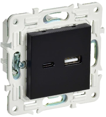 Розетка USB A+C 3.1А SKANDY SK-R14Bl черн. IEK SK-U22-D31-K02