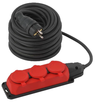 Удлинитель силовой UK-3e-3х1.5-30m-IP44(KG) с заземлением 3 розетки каучук 30м КГ 3х1.5кв.мм IP44 Эра Б0057582