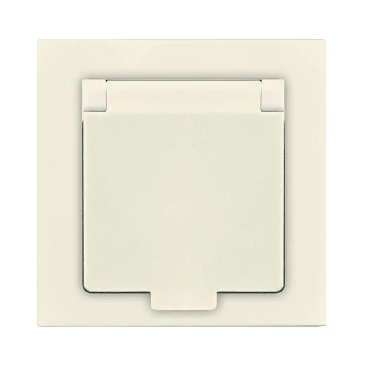 Розетка 1-м СП Афина 16А IP20 с заземл. с крышкой в сборе сл. кость (ivory) Universal A0029-I