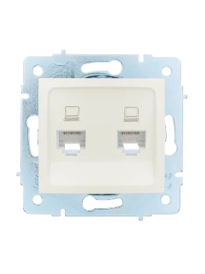 Розетка компьютерная 2-м СП ASTI IP20 RJ45 механизм жемчуж./бел. перламутр. LEZARD 7081-3088-141