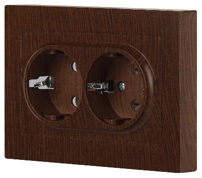 Розетка 2-м СП Accent 6-205-10 16А IP20 250В 2P+E Schuko AL/CU венге Intro Б0063502