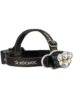 Фонарь налобный 2х4Вт T6 2х2Вт XPE 2x2Вт COB /Li-ion 2х1200мА.ч ABS пластик КОСМОС (KOC852Lit)