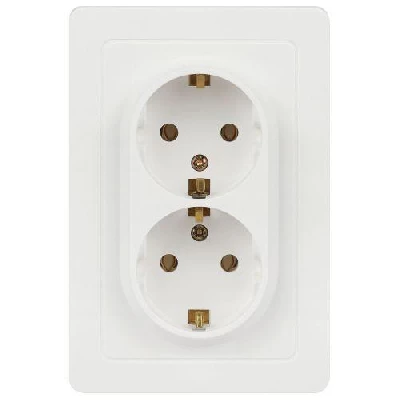 Розетка 2-м СП Style 7-205-01 16А 250В IP20 2х2P+E Schuko с заземл. бел. Intro Б0060621
