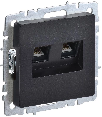 Розетка компьютерная двойн. СП RJ45 кат.5E BRITE РК10-2-БрЧ механизм черн. IEK BR-K20-1-K02
