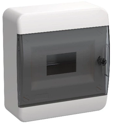 Корпус ЩРН-П-8 TEKFOR IP41 черн. прозр. дверь пластик. IEK TF5-KP12-N-08-41-K01-K03