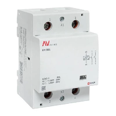 Контактор модульный КМ 80А 2NО 230В AC (3 мод.) AVERES EKF km-av-3-80-20-230V