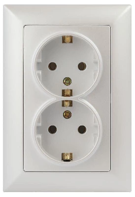 Розетка 2-м СП Solo 4-205-06 16А 250В IP20 2х2P+E Schuko с заземл. перламутр Intro Б0053678
